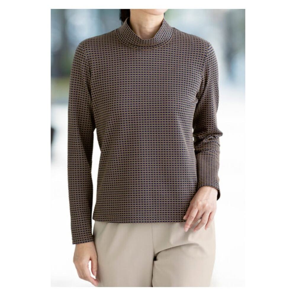 J.McLaughlin Black&Brown Print Turtleneck Shirt Sz.XL